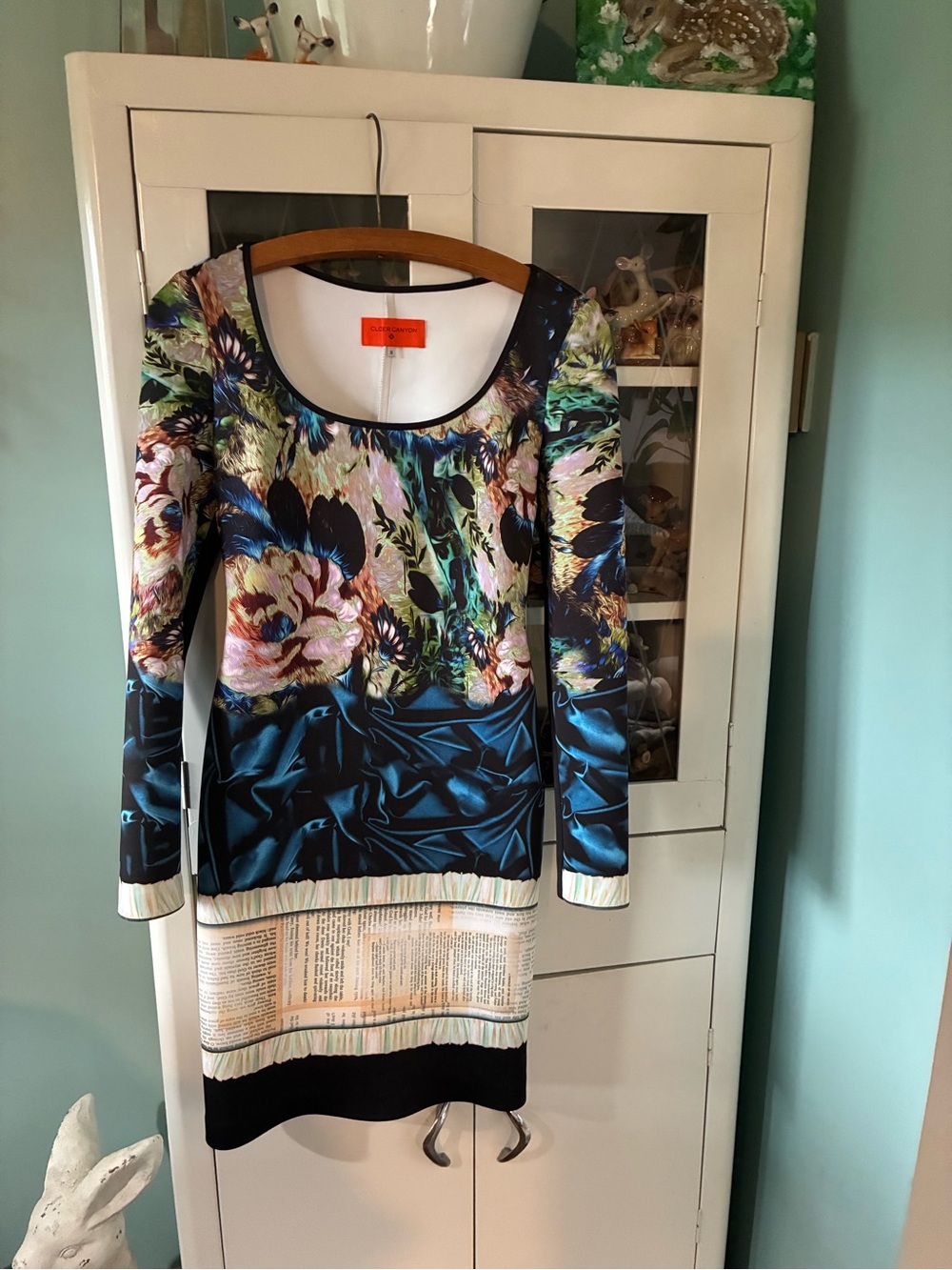 Clover Canyon sz S Floral Print Scoop Neck Long-Sleeve Dress like new!